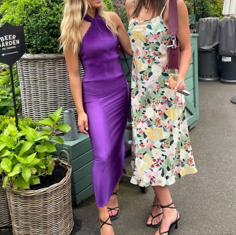 Purple Halter Midi Dress